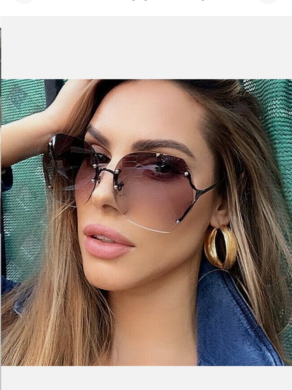 OVERSIZED Big " RIMLESS" Gradient Lens Women Sunglasses SHADZ GAFAS